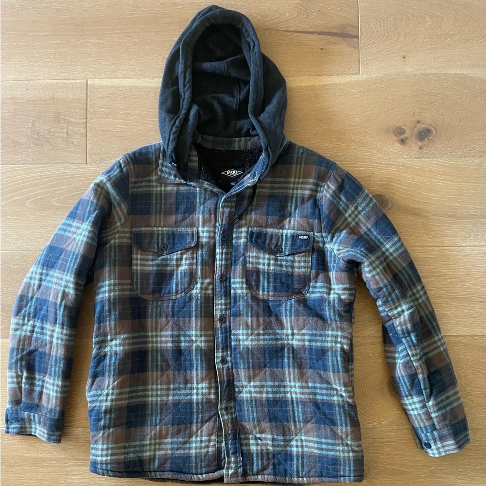 Jacks’s Surfboards Men’s Fleece Lined Plaid Jacket Size L